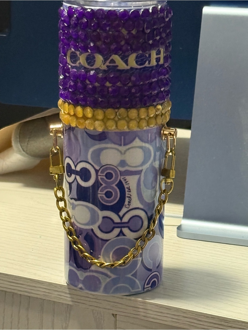 Coach Purple Signature Chain-Accent with Gold Bead Trim